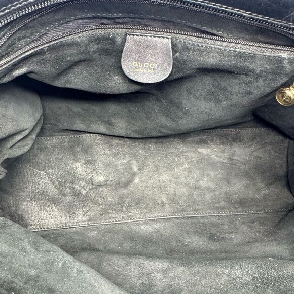 Gucci Bamboo Black Leather Top Handle Vintage Handbag - Picture 9 of 13